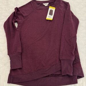 NEW Danskin purple tunic sweater sweatshirt long sleeve crew neck size S NWT